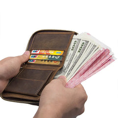 Men's Cow Leather Short Wallet High Cash Purses Clutch Vintage