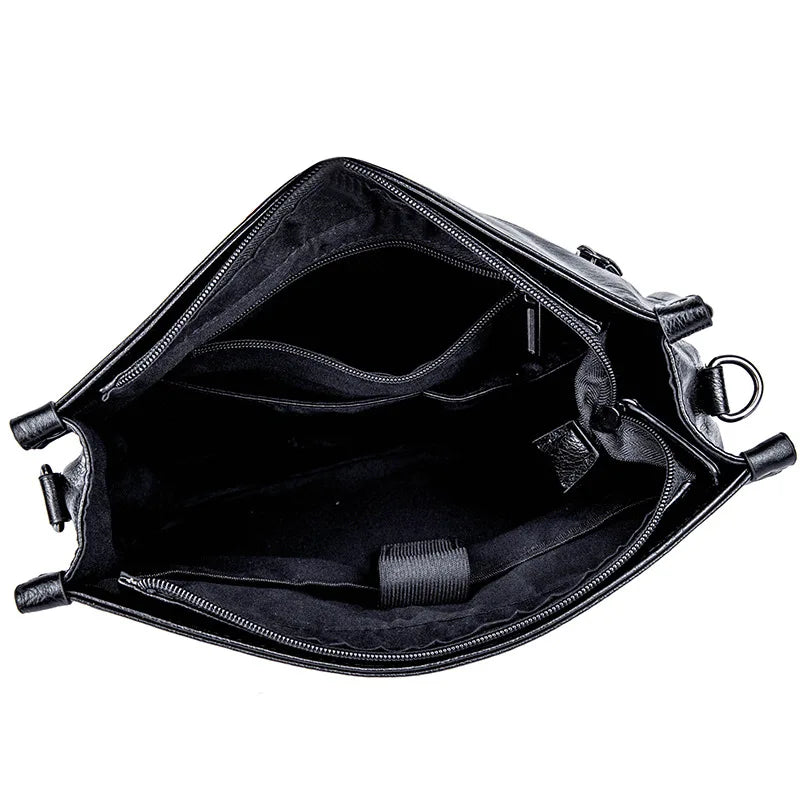 Men's PU Leather Messenger Bag Buckle Shoulder Casual File Bag