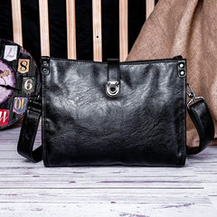 Men's PU Leather Messenger Bag Buckle Shoulder Casual File Bag