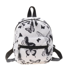 Butterflies Mini Backpack Women Girls Animal Print Double Zipper