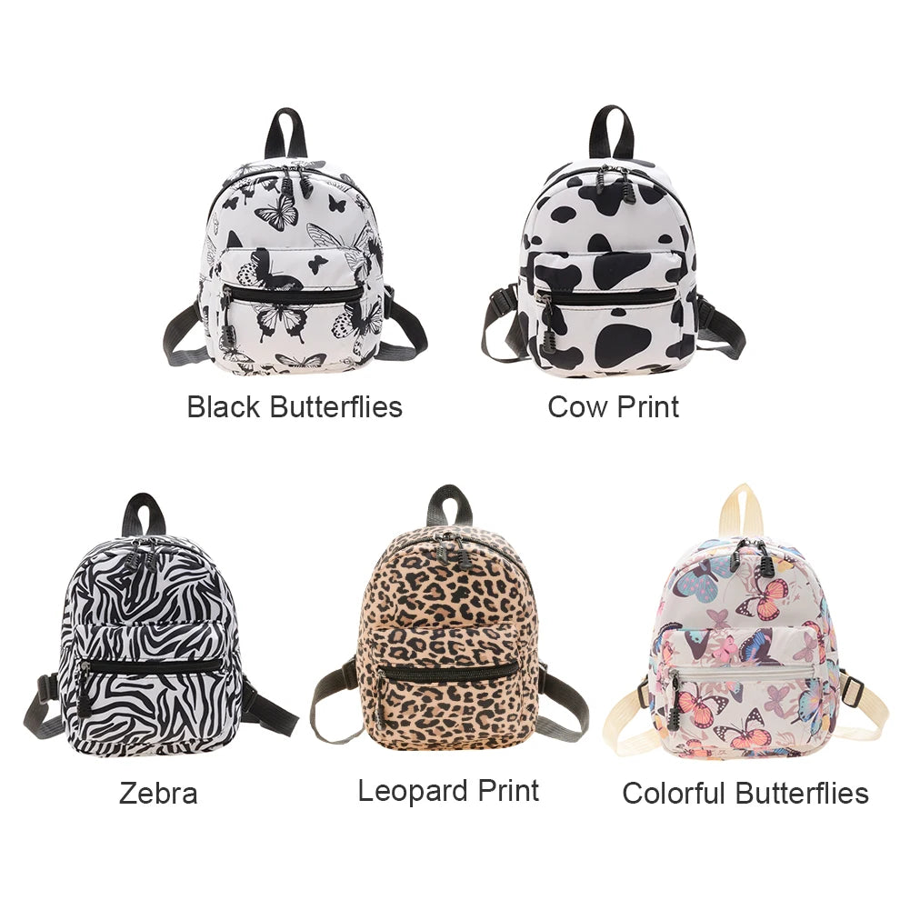 Butterflies Mini Backpack Women Girls Animal Print Double Zipper
