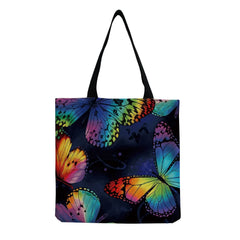 Butterfly Animal Printed Women Shoulder Handbags High Capacity Foldable Shopping
