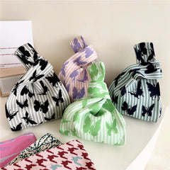 Butterfly Pattern Knitted Handbag Women's Autumn Winter Summer Sho...