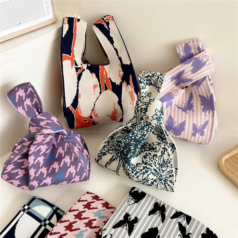 Butterfly Pattern Knitted Handbag Women's Autumn Winter Summer Sho...