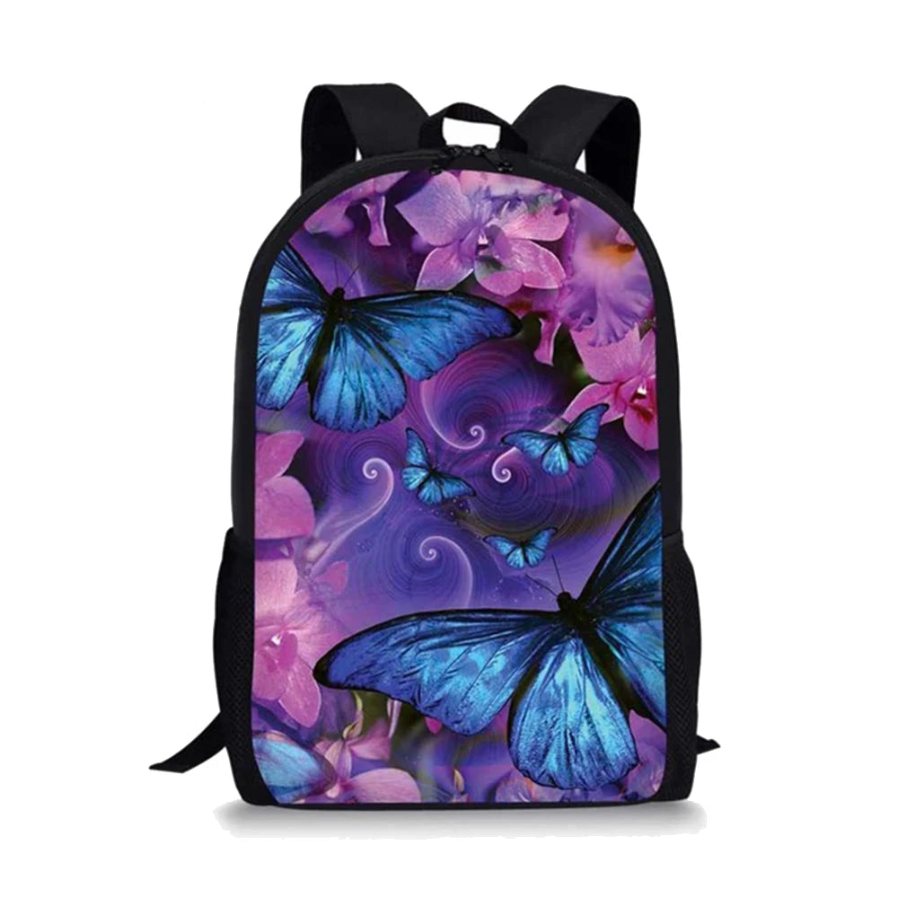 Butterfly Print Backpack for Kids Outdoor Travel School Bag