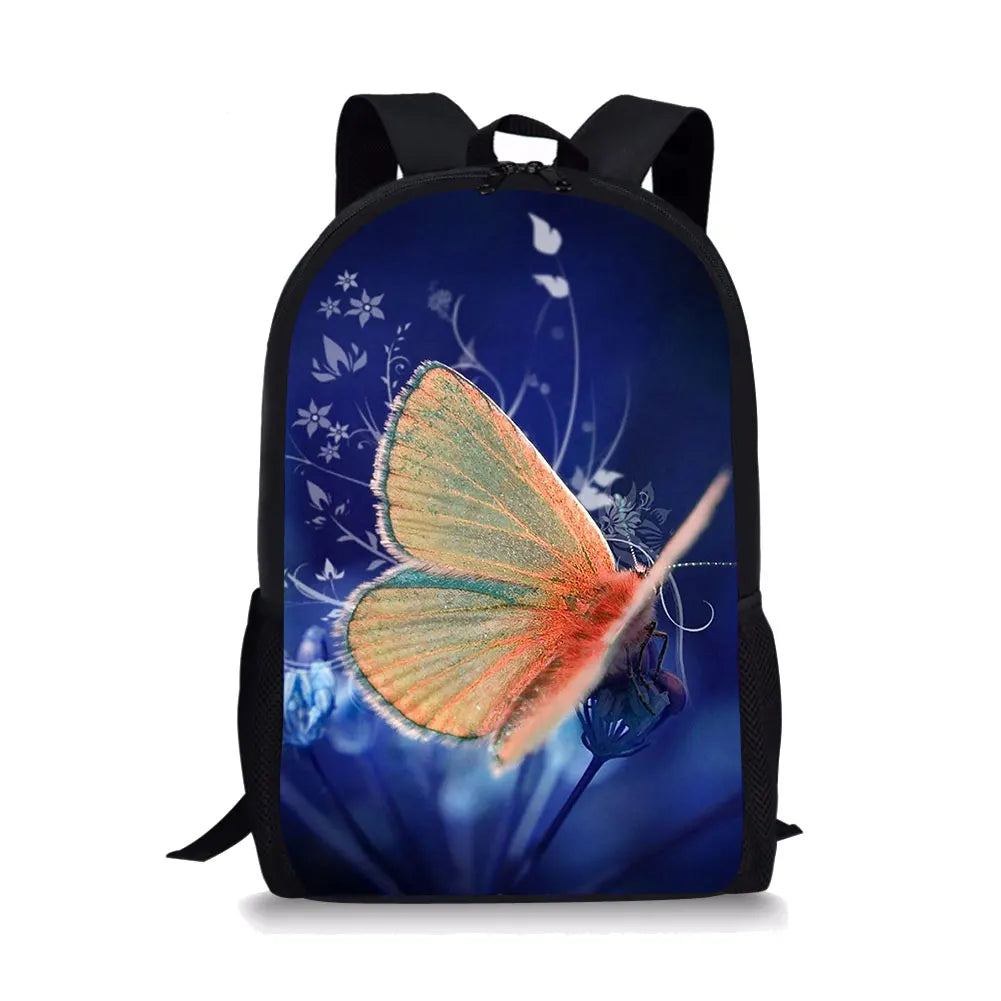 Butterfly Print Backpack for Kids Outdoor Travel School Bag