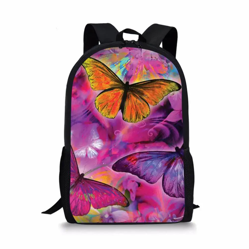 Butterfly Print Backpack for Kids Outdoor Travel School Bag