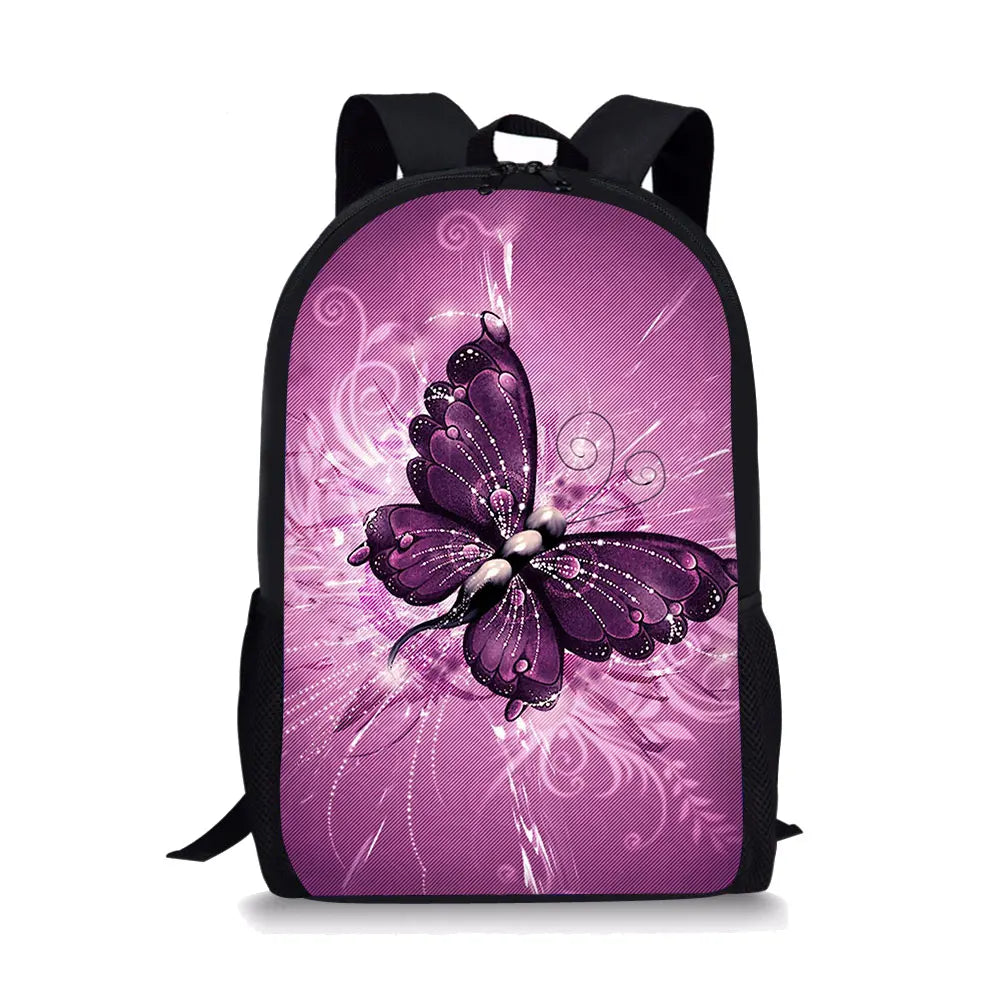 Butterfly Print Backpack for Kids Outdoor Travel School Bag