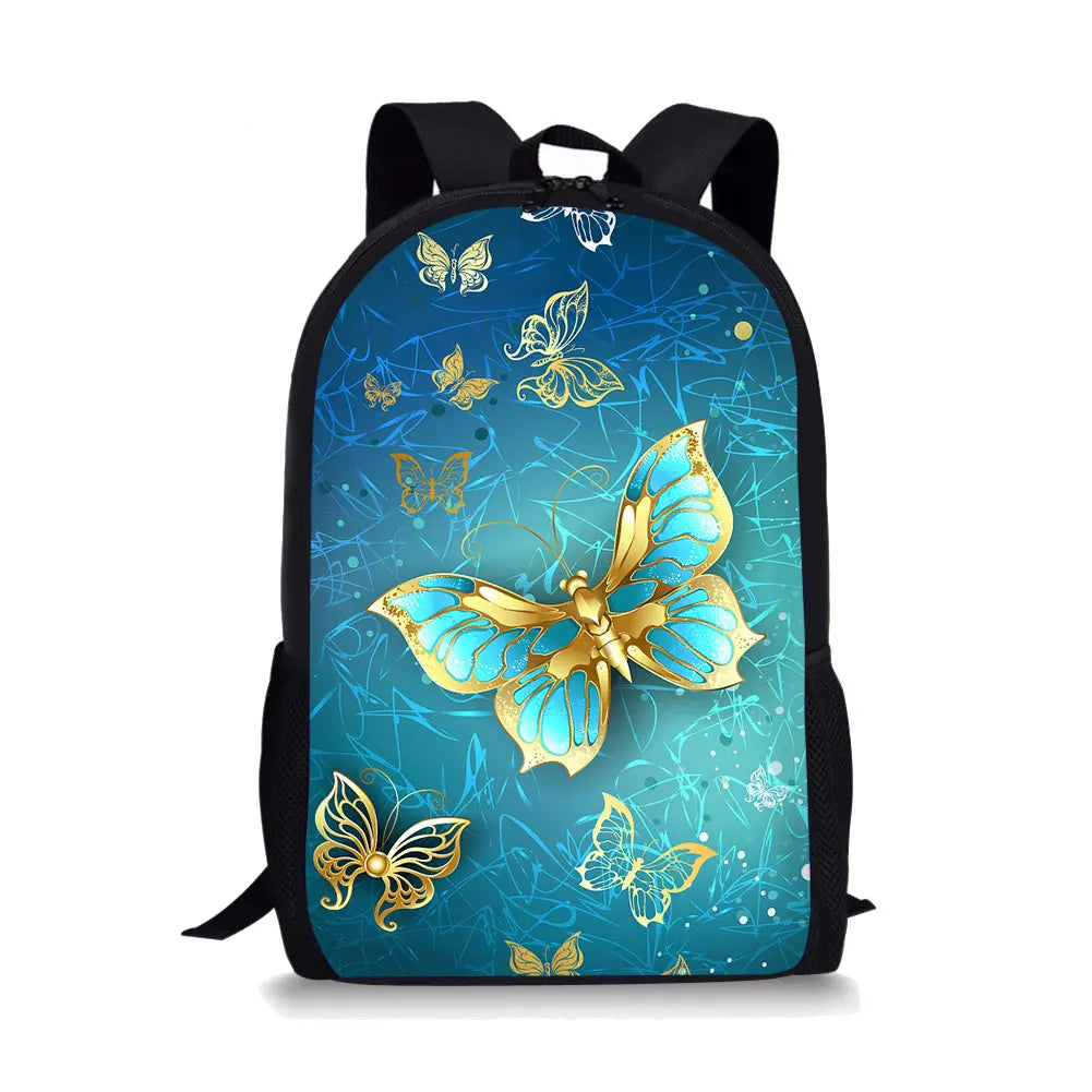 Butterfly Print Backpack for Kids Outdoor Travel School Bag