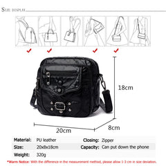 Button Rivet Crossbody Bag Women's PU Leather Shoulder Bags