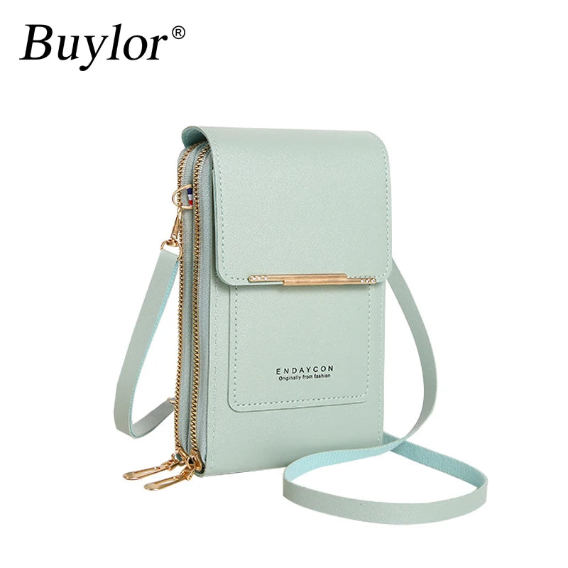 Buylor Touch Screen Cell Phone Purse Soft Leather Handbag