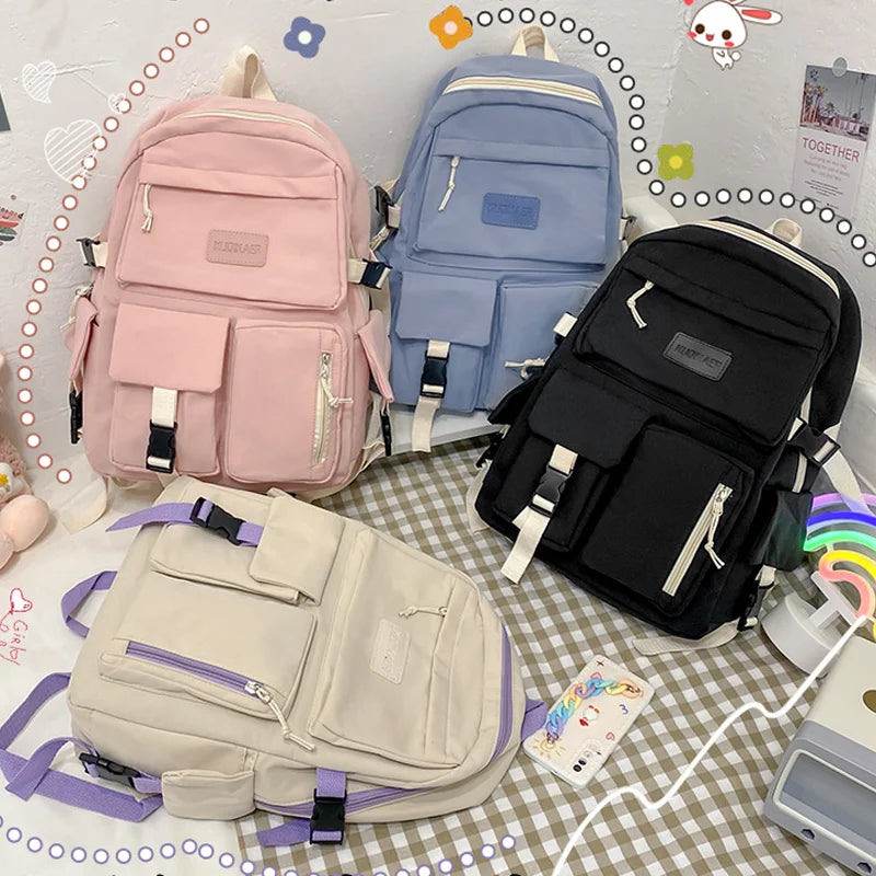 Buylor Canvas Women Backpack Travel Student School Bag for Girls