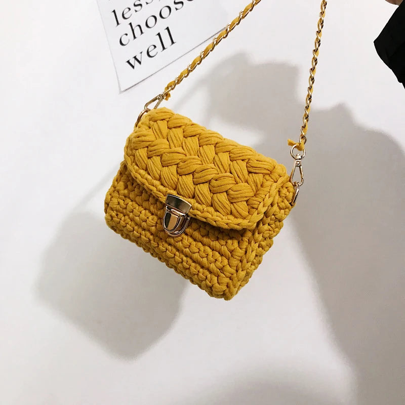 Buylor Women's Woven Tote Bag Chain Knitting Crossbody Shoulder Bags