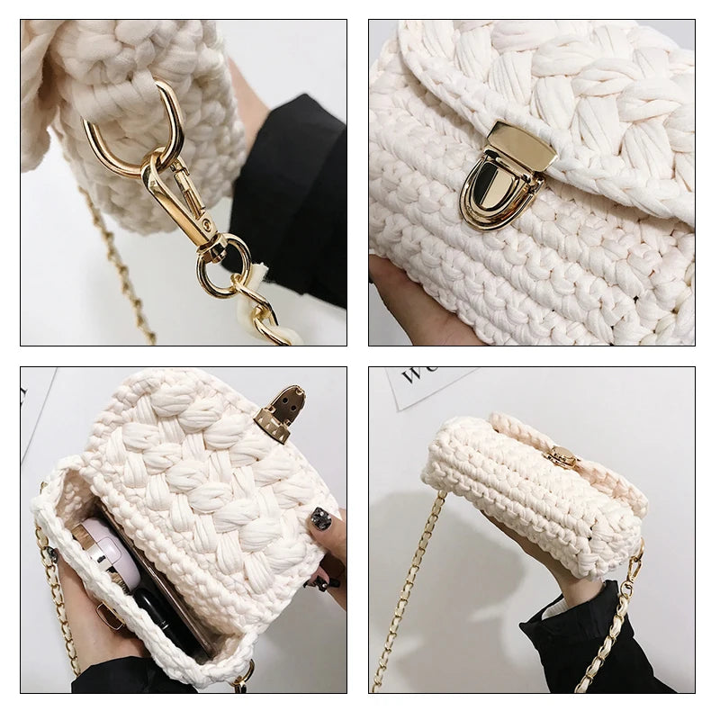 Buylor Women's Woven Tote Bag Chain Knitting Crossbody Shoulder Bags