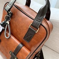 Buylor Large Capacity Backpack Women PU Leather Retro Travel Backpack