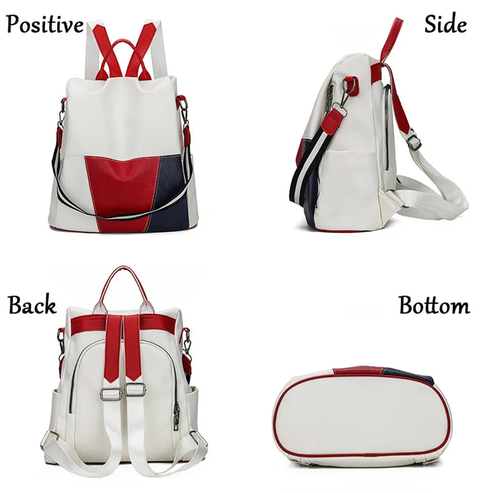 Buylor PU Leather Women Backpack Casual Outdoor Anti-Theft Travel Backpack