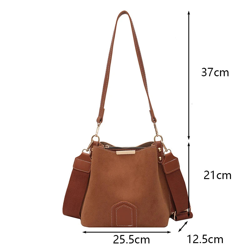 Buylor Shoulder Bag Vintage Bucket Matte PU Leather Crossbody Messenger