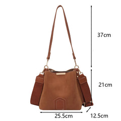 Buylor Shoulder Bag Vintage Bucket Matte PU Leather Crossbody Messenger