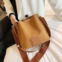 Buylor Shoulder Bag Vintage Bucket Matte PU Leather Crossbody Messenger