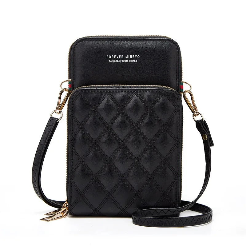Buylor Soft Leather Cell Phone Purse Bag Women Diamond Lattice Wallet Strap