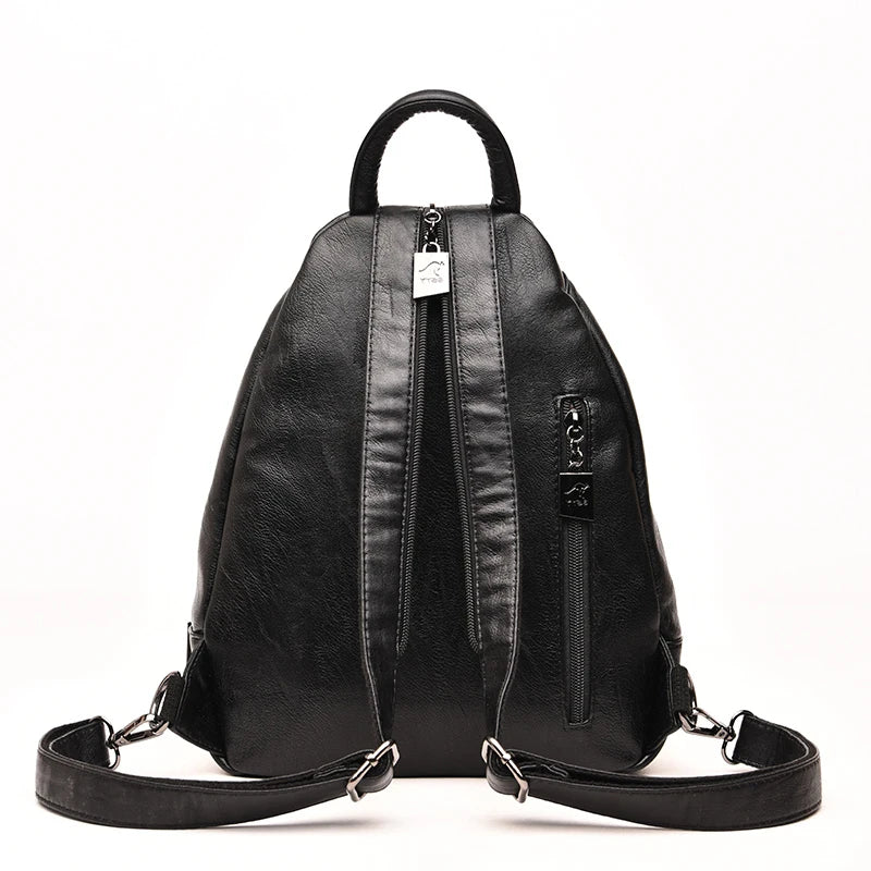Buylor Women Backpack Leather Shoulder Bag Casual Large Capacity Female Backpack