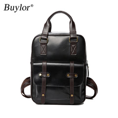 Buylor Women Backpack Retro PU Leather Student School Bag Waterproof