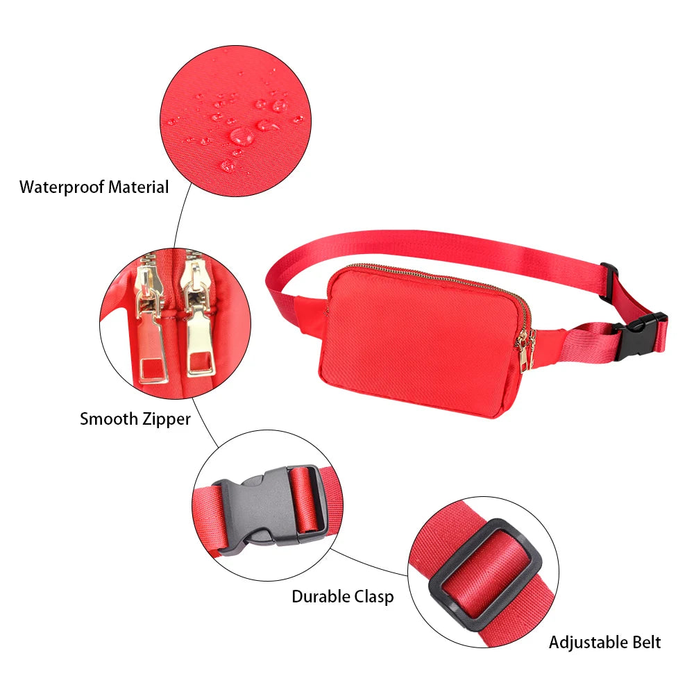 Buylor Women Waist Packs Belt Bags Double Pouch Bum Hip Bag Shoulder Chest Pack