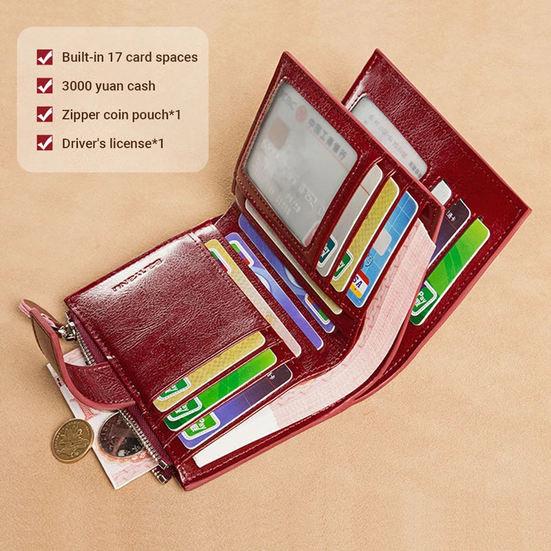 Buylor Women Wallet RFID Blocking Fashion Leather Wallet Short Function