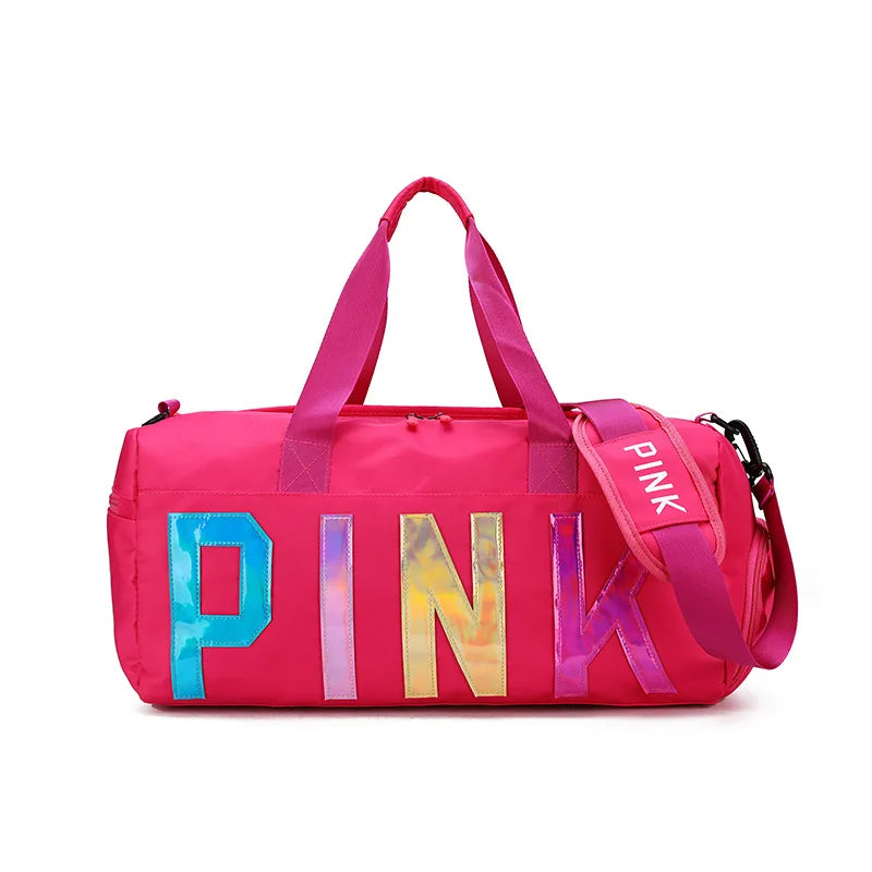 Women Laser Letter Sequin Wet Dry Travel Bag Sports Portable Shoulder Storage