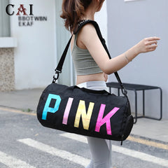 Women Laser Letter Sequin Wet Dry Travel Bag Sports Portable Shoulder Storage