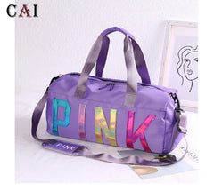 Women Laser Letter Sequin Wet Dry Travel Bag Sports Portable Shoulder Storage