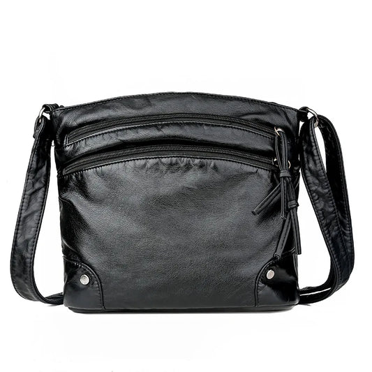 Vintage Women Crossbody Bag Washed Leather Handbags PU Leather Shoulder Bag