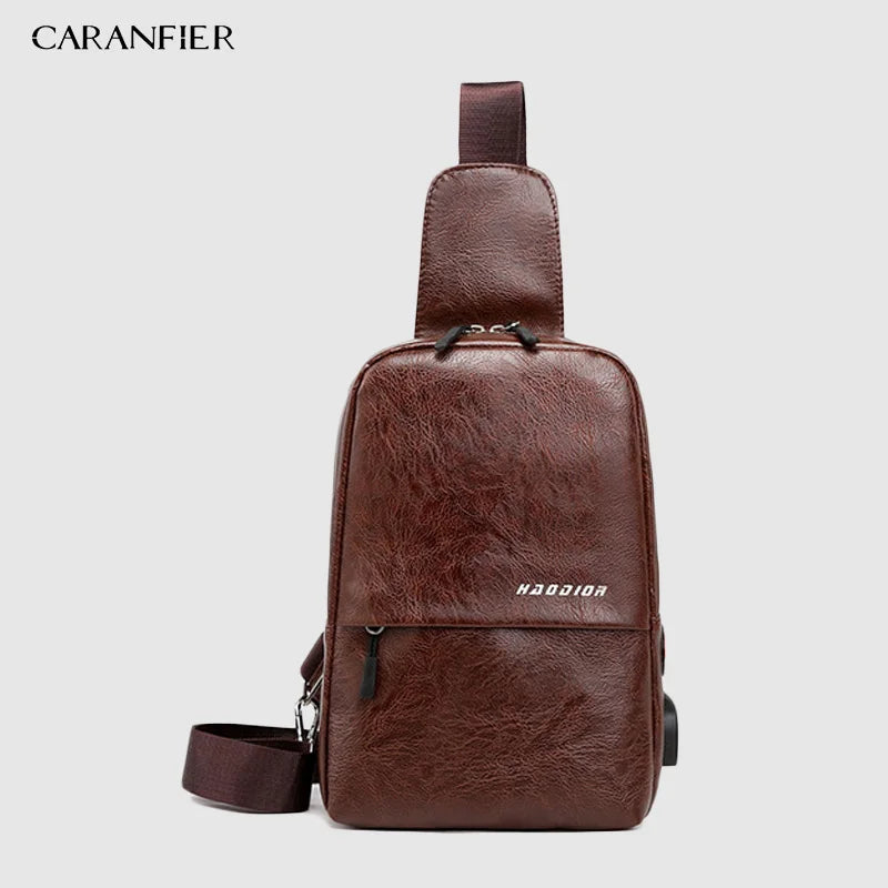 3PCS Mens Crossbody Bag Theftproof Leather Chest Bags Men Shoulder Bags