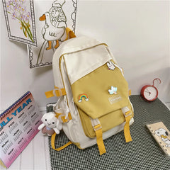 Nylon Backpack School Bags Waterproof Student Bag Girls Patchwork Rucksack