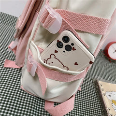 Nylon Backpack School Bags Waterproof Student Bag Girls Patchwork Rucksack