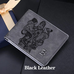 Custom Photo Engraved Short Wallet for Him - Personalized Men's Gift