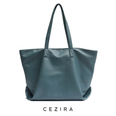 Women's Large Vegan Leather Tote Bag with Double Shoulder Straps