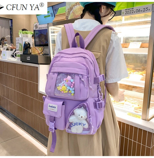 Junior School Bag Multifunctional Teen Girl BookBag Large Capacity