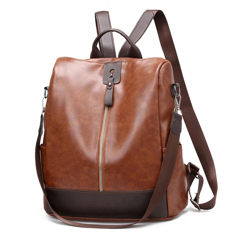 Women Soft Leather Backpack Female College School Bag