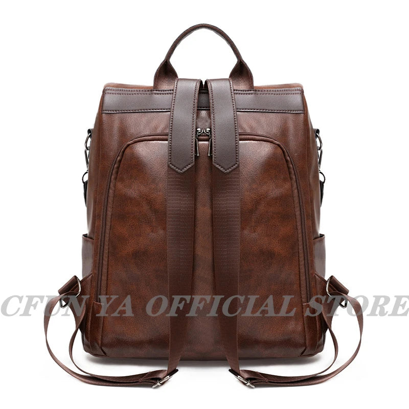 Women Soft Leather Backpack Female College School Bag