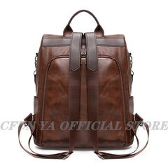 Women Soft Leather Backpack Female College School Bag