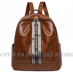 Soft Leather Travel Backpack PU Woman's Shoulder Bags Anti-Theft Bagpack