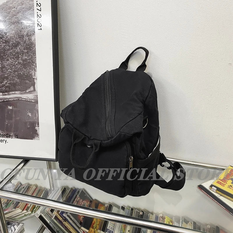 Spring Canvas Backpack Teenager Shoulder Bag Women Men Large Handbag