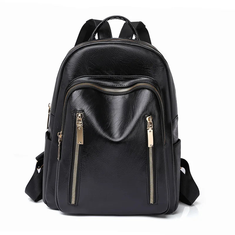 Soft Leather Backpack For Women Large Bagpack Anti-Theft Rucksack