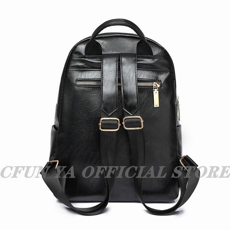 Soft Leather Backpack For Women Large Bagpack Anti-Theft Rucksack