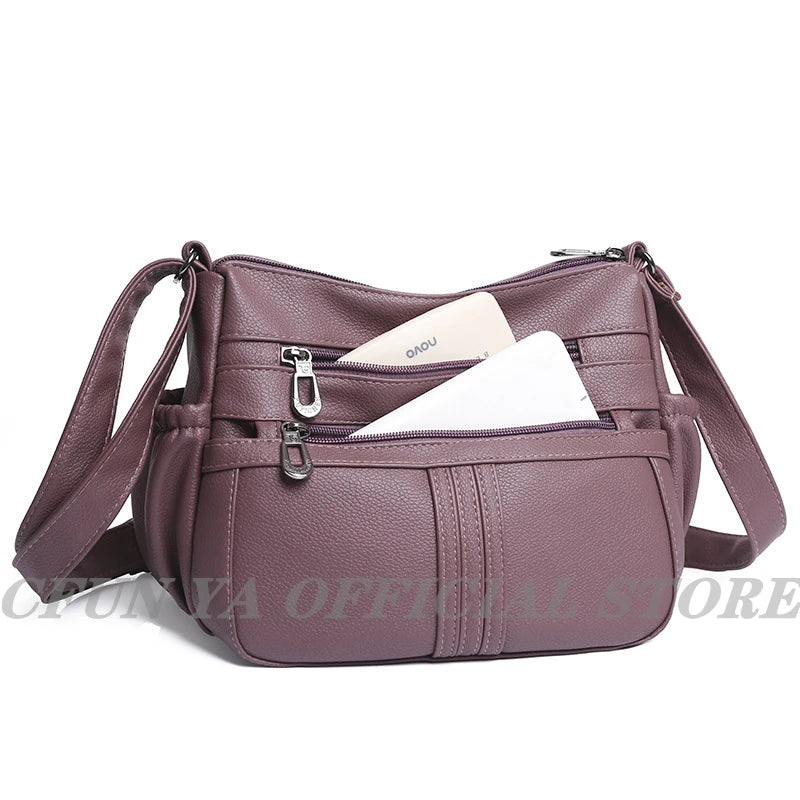 Women's Soft Leather Handbags Messenger Tote Bag