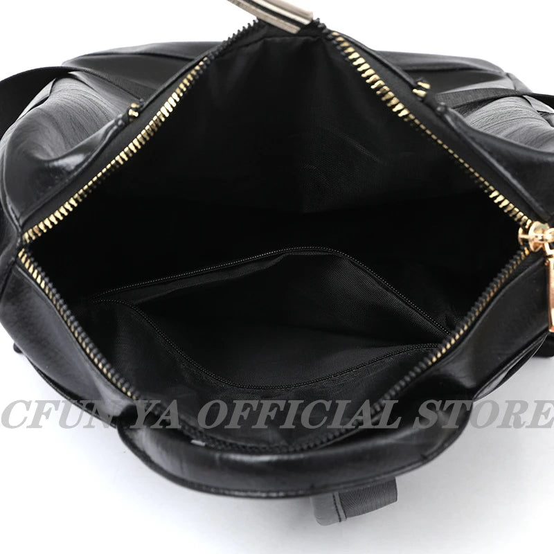 Vintage Leather Backpack for Teenage Girls School Bag