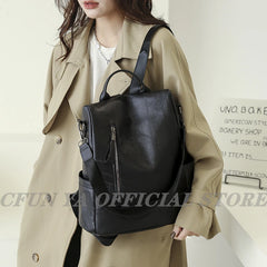 Summer Women Backpack PU Leather Travel Shoulder Bag