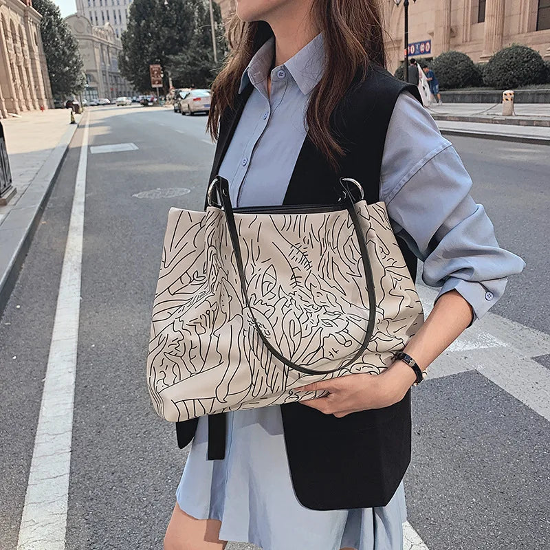 Vintage Style High Shoulder Bag Women PU Leather Handbag