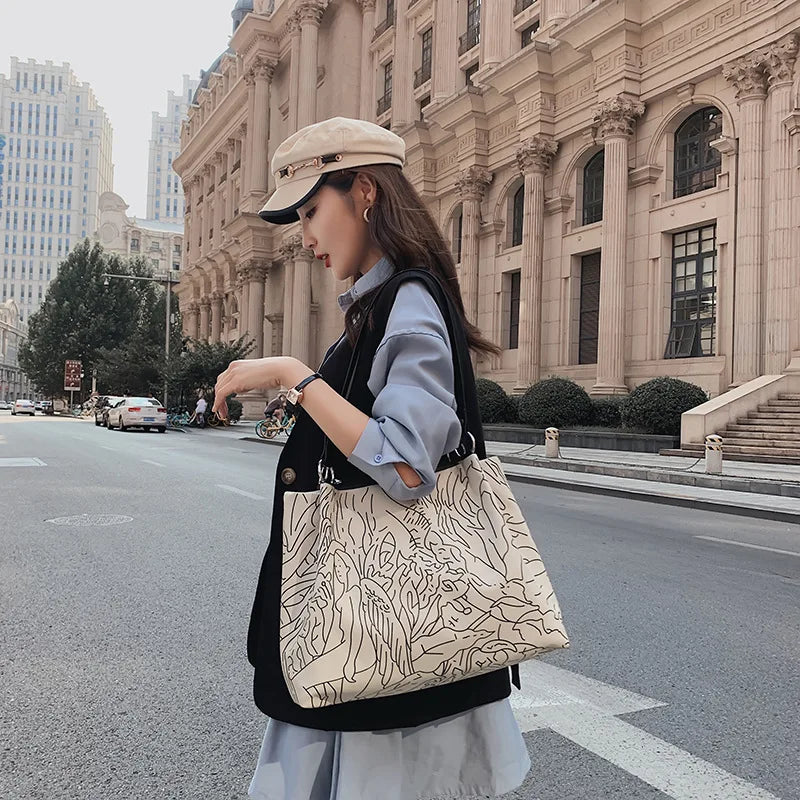 Vintage Style High Shoulder Bag Women PU Leather Handbag